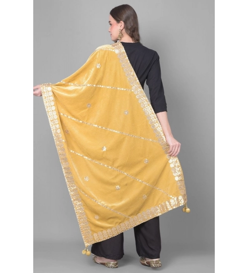 Women's Velvet Gotta Patti Dupatta (Gold, Length: 2.25 to 2.50 Mtr)