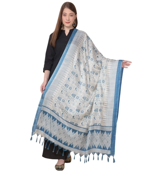 Women's Art Silk Printed Dupatta (Turquoise, Length: 2.25 to 2.50 Mtr)