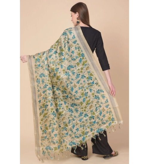 Women's Art Silk Printed Dupatta (Gold, Length: 2.25 to 2.50 Mtr)