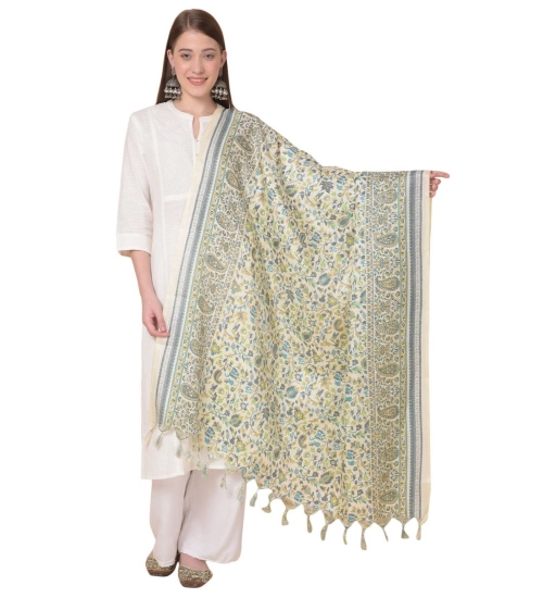 Women's Art Silk Printed Dupatta (Off White, Length: 2.25 to 2.50 Mtr)