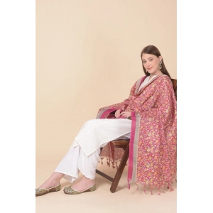 Generic Women's Art Silk Printed Dupatta (Pink, Length: 2.25 to 2.50 Mtr)
