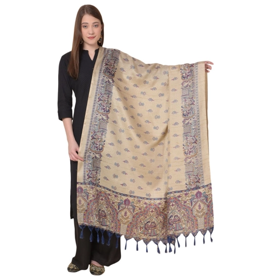 Women's Art Silk Printed Dupatta (Gold, Length: 2.25 to 2.50 Mtr)