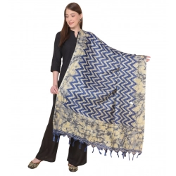 Women's Art Silk Printed Dupatta (Blue, Length: 2.25 to 2.50 Mtr)
