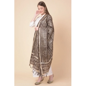 Generic Women's Art Silk Printed Dupatta (Brown, Length: 2.25 to 2.50 Mtr)