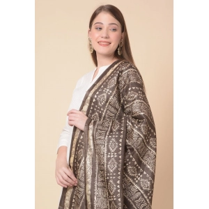 Generic Women's Art Silk Printed Dupatta (Brown, Length: 2.25 to 2.50 Mtr)
