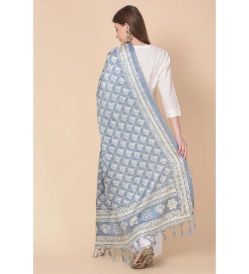 Women's Art Silk Printed Dupatta (Grey, Length: 2.25 to 2.50 Mtr)