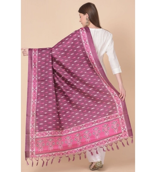 Women's Art Silk Printed Dupatta (Purple, Length: 2.25 to 2.50 Mtr)