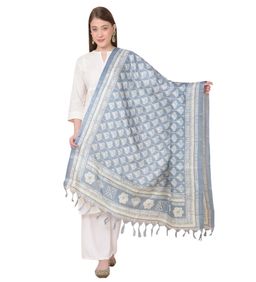 Women's Art Silk Printed Dupatta (Grey, Length: 2.25 to 2.50 Mtr)