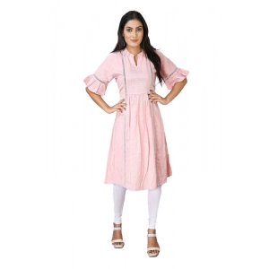 Generic Women's Casual Short Sleeve Silk Blend Printed Kurti (Pink)