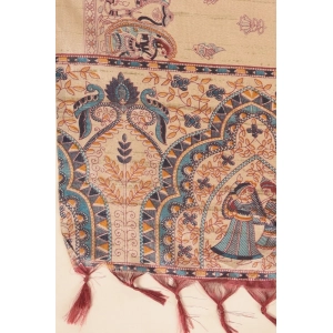 Generic Women's Art Silk Printed Dupatta (Gold, Length: 2.25 to 2.50 Mtr)