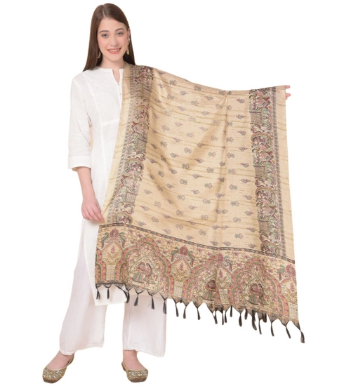 Women's Art Silk Printed Dupatta (Gold, Length: 2.25 to 2.50 Mtr)