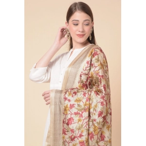 Generic Women's Art Silk Printed Dupatta (Gold, Length: 2.25 to 2.50 Mtr)