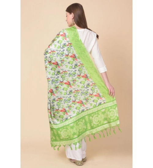 Women's Art Silk Printed Dupatta (Light Green, Length: 2.25 to 2.50 Mtr)