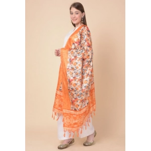 Generic Women's Art Silk Printed Dupatta (Orange, Length: 2.25 to 2.50 Mtr)