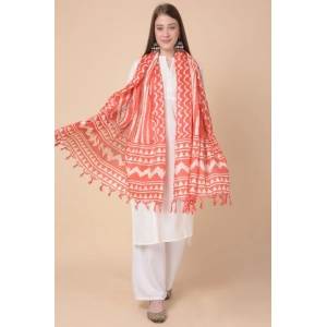 Generic Women's Art Silk Printed Dupatta (Orange, Length: 2.25 to 2.50 Mtr)