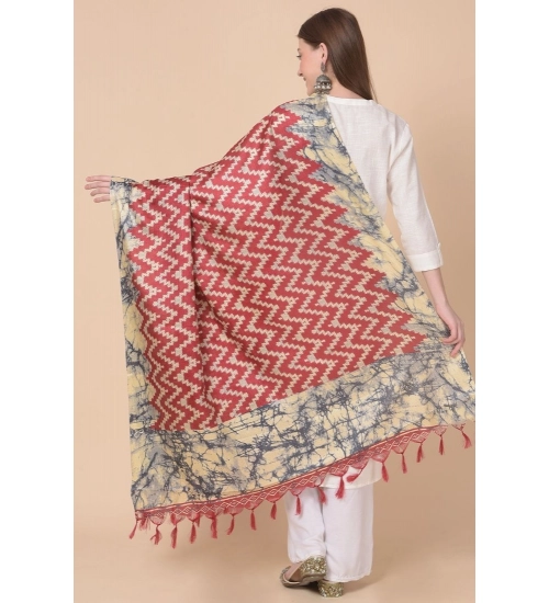 Women's Art Silk Printed Dupatta (Maroon, Length: 2.25 to 2.50 Mtr)