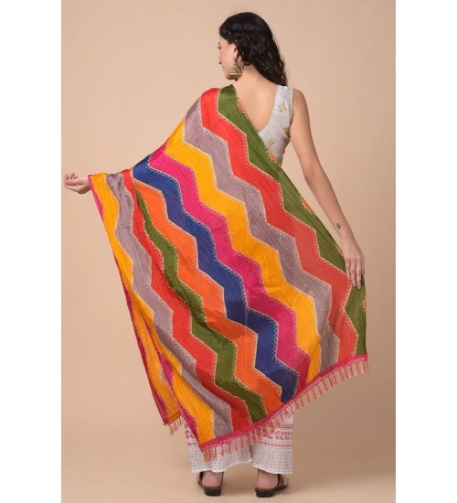 Women's Chanderi Printed Dupatta (Multicolor, Length: 2.25 to 2.50 Mtr)