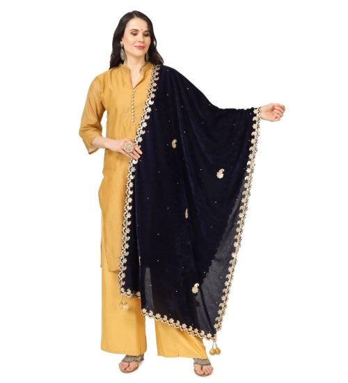 Women's Velvet Gotta Patti Dupatta (Blue, Length: 2.25 to 2.50 Mtr)
