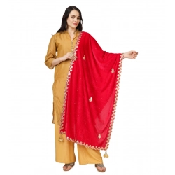 Women's Velvet Gotta Patti Dupatta (Pink, Length: 2.25 to 2.50 Mtr)