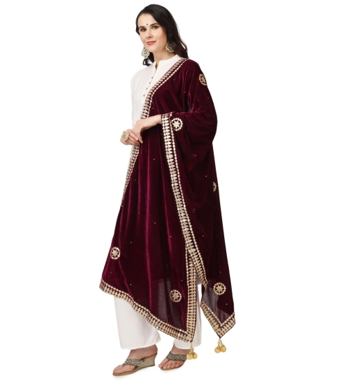 Women's Velvet Gotta Patti Dupatta (Purple, Length: 2.25 to 2.50 Mtr)