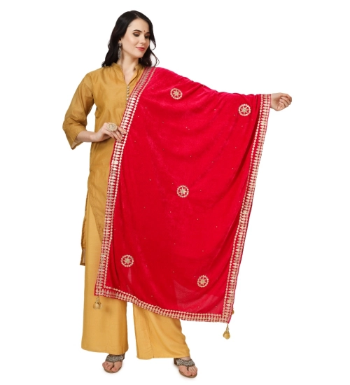 Women's Velvet Gotta Patti Dupatta (Pink, Length: 2.25 to 2.50 Mtr)