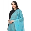 Women's Cotton Embroidered Dupatta (Aqua Blue, Length: 2.25 to 2.50 Mtr)