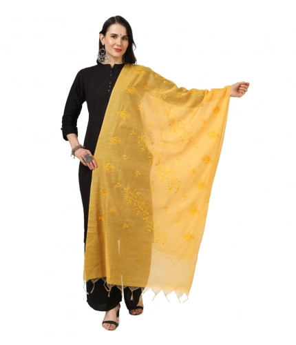 Women's Cotton Embroidered Dupatta (Yellow, Length: 2.25 to 2.50 Mtr)