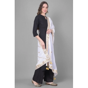 Generic Women's Velvet Gotta Patti Dupatta (Off White, Length: 2.25 to 2.50 Mtr)