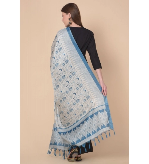 Women's Art Silk Printed Dupatta (Turquoise, Length: 2.25 to 2.50 Mtr)