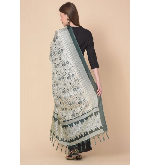 Women's Art Silk Printed Dupatta (Grey, Length: 2.25 to 2.50 Mtr)