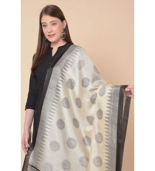 Women's Art Silk Printed Dupatta (Black, Length: 2.25 to 2.50 Mtr)