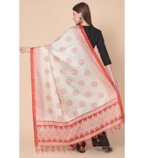 Women's Art Silk Printed Dupatta (Red, Length: 2.25 to 2.50 Mtr)