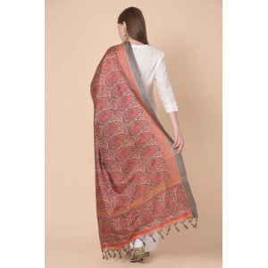 Generic Women's Art Silk Printed Dupatta (Orange, Length: 2.25 to 2.50 Mtr)