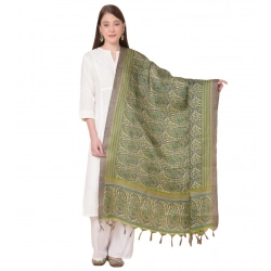 Women's Art Silk Printed Dupatta (Green, Length: 2.25 to 2.50 Mtr)