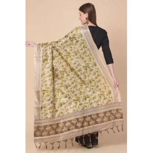 Generic Women's Art Silk Printed Dupatta (Gold, Length: 2.25 to 2.50 Mtr)
