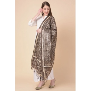 Generic Women's Art Silk Printed Dupatta (Brown, Length: 2.25 to 2.50 Mtr)