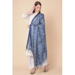 Generic Women's Art Silk Printed Dupatta (Blue, Length: 2.25 to 2.50 Mtr)