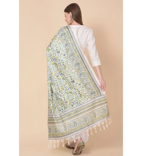 Women's Art Silk Printed Dupatta (Grey, Length: 2.25 to 2.50 Mtr)