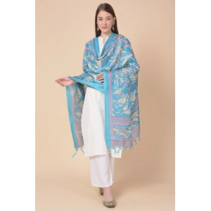 Generic Women's Art Silk Printed Dupatta (Turquoise, Length: 2.25 to 2.50 Mtr)