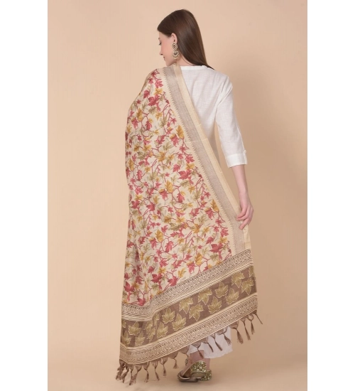 Women's Art Silk Printed Dupatta (Gold, Length: 2.25 to 2.50 Mtr)