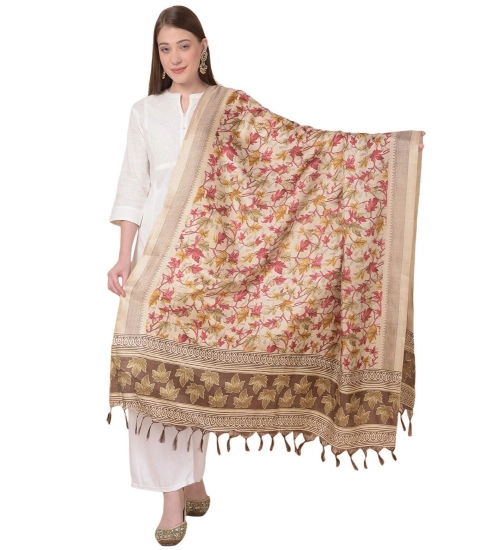 Women's Art Silk Printed Dupatta (Gold, Length: 2.25 to 2.50 Mtr)