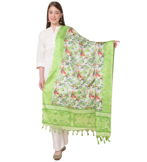 Women's Art Silk Printed Dupatta (Light Green, Length: 2.25 to 2.50 Mtr)