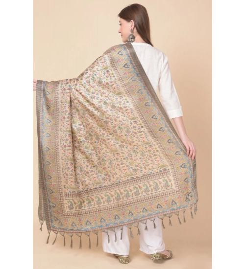 Women's Art Silk Printed Dupatta (Light Brown, Length: 2.25 to 2.50 Mtr)