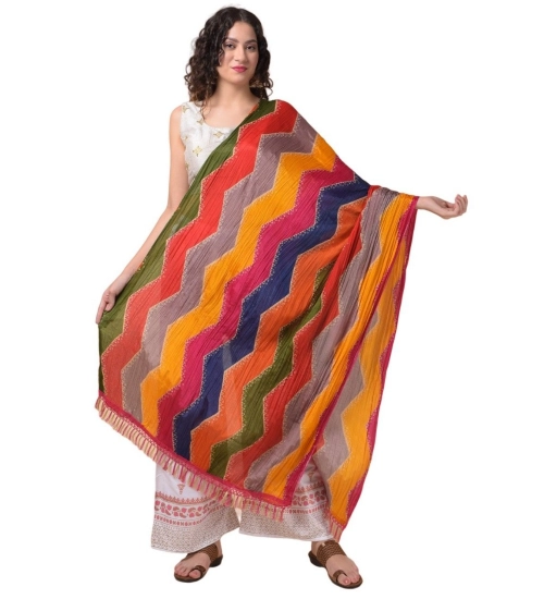 Women's Chanderi Printed Dupatta (Multicolor, Length: 2.25 to 2.50 Mtr)