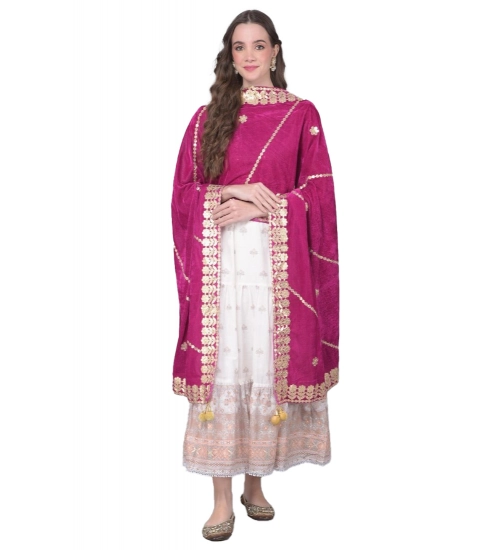 Women's Velvet Gotta Patti Dupatta (Purple, Length: 2.25 to 2.50 Mtr)