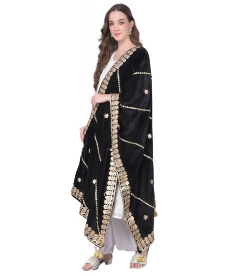 Women's Velvet Gotta Patti Dupatta (Black, Length: 2.25 to 2.50 Mtr)