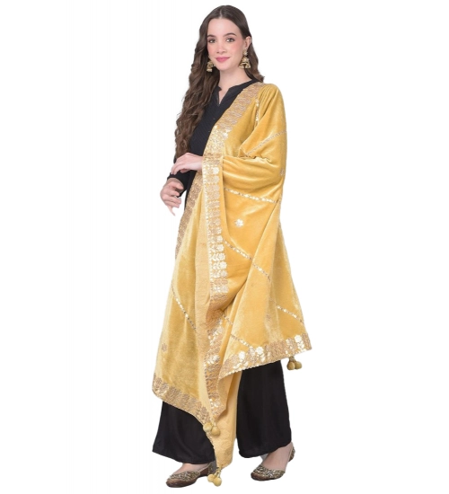Women's Velvet Gotta Patti Dupatta (Gold, Length: 2.25 to 2.50 Mtr)