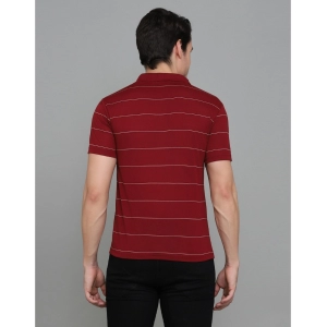 Generic Men's Casual Half Sleeve Striped Cotton Blended Polo Neck T-shirt (Maroon)