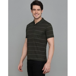 Generic Men's Casual Half Sleeve Striped Cotton Blended Polo Neck T-shirt (Green)