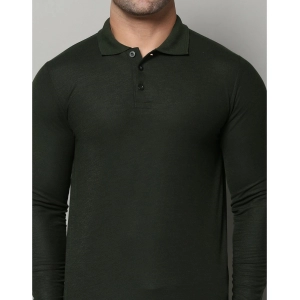 Generic Men's Casual Full Sleeve Solid Cotton Blended Polo Neck T-shirt (B.Green)